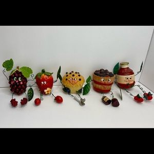 Vintage Shelf Sitters Anthropomorphic Resin Figures WMG Fruit Jam Muffin Ketchup